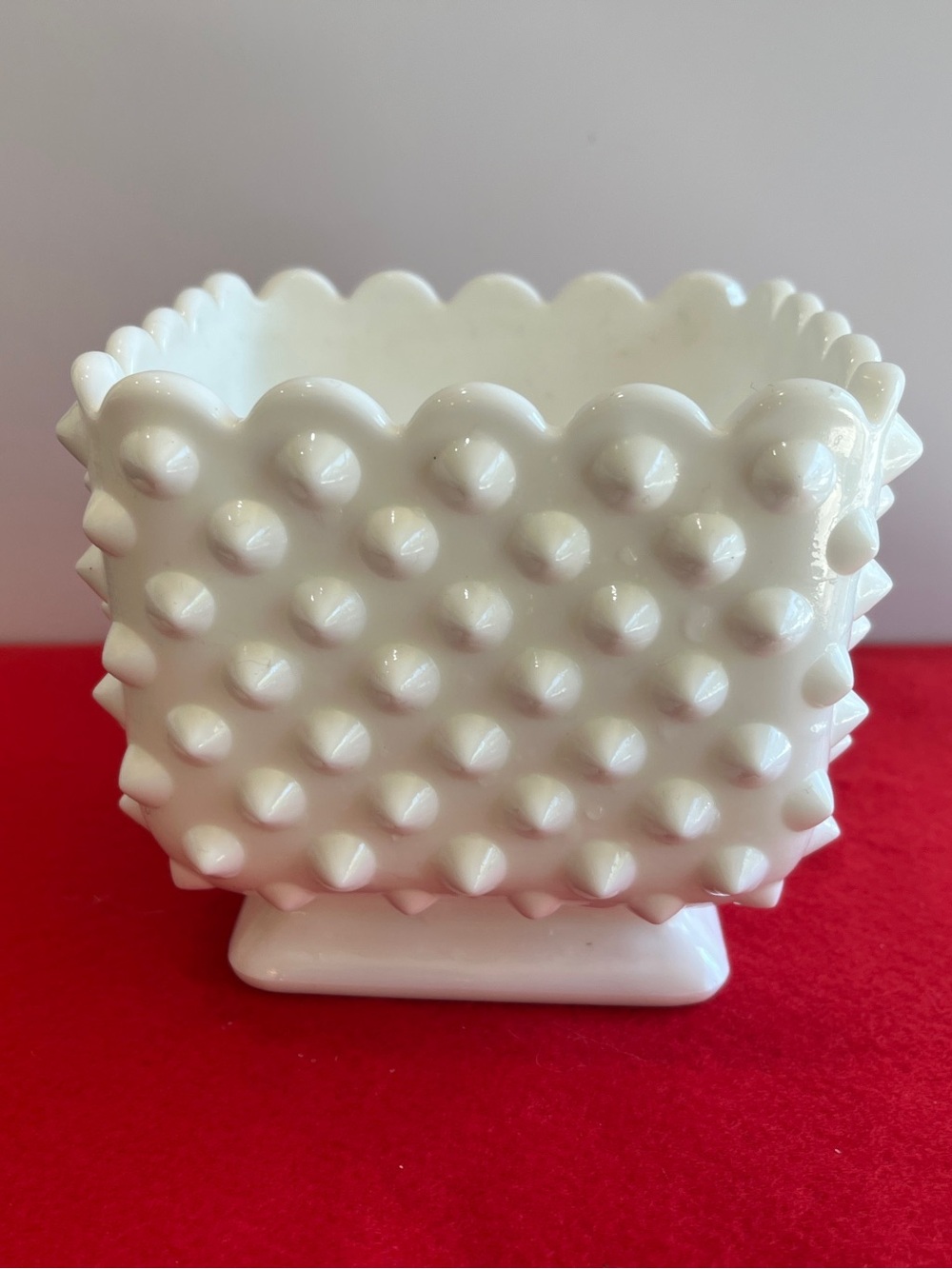 Fenton White Textured Hobnail Ceramic Planter